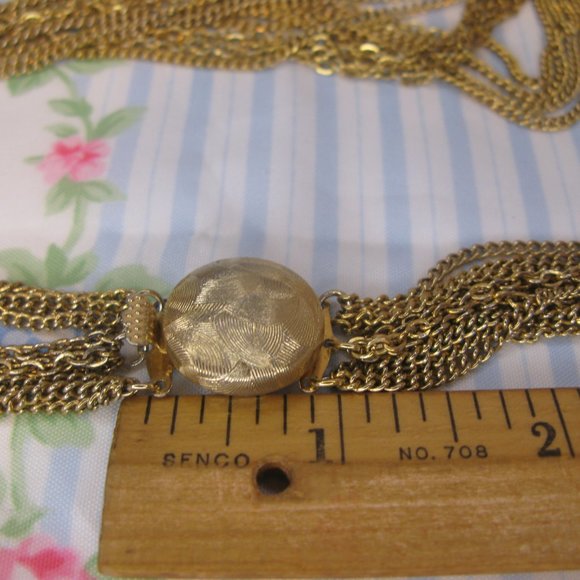 Vintage Gold Tone Multi Strand Chain Layered Necklace 23" L - Picture 7 of 8